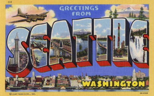 'Greetings from Seattle, Washington', USA, postcard, 1942. Artist: Unknown