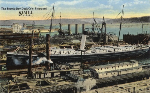 Seattle Dry Dock Company's shipyard, Seattle, Washington, USA, 1911. Artist: Unknown