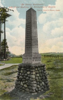 'The Denny Monument, Alki Point Marking the Birthplace of Seattle', Washington, USA, 1911. Artist: Unknown
