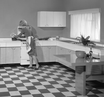Kitchen scene, Warwick, Warwickshire, 1966. Artist: Michael Walters