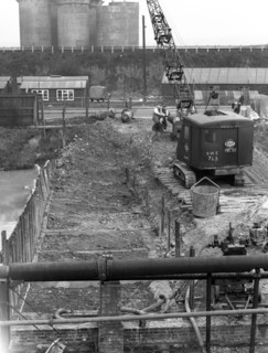Construction of the reservoir, Manvers Main Colliery, Wath upon Dearne, South Yorkshire, 1955. Artist: Michael Walters