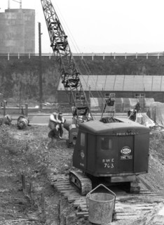 Construction of the reservoir, Manvers Main Colliery, Wath upon Dearne, South Yorkshire, 1955. Artist: Michael Walters