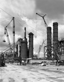 Absorption towers being installed, Coleshill Coal preparation plant, Warwickshire, 1962.6th July Artist: Michael Walters