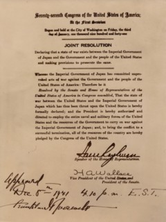 Declaration of war by the United States against Japan, 8 December 1941. Artist: Unknown