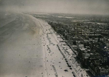 Aerial view of the beaches of Dunkirk during the 10th anniversary ceremonies, June 1950. Artist: Unknown