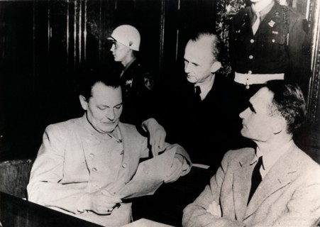 Nazi leaders Hermann Göring and Rudolf Hess at the Nuremberg Trials, Germany, c1945-c1946. Artist: Unknown