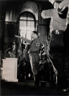 Nazi Deputy Führer Rudolf Hess at a party meeting, Nuremberg, September 1936. Artist: Unknown