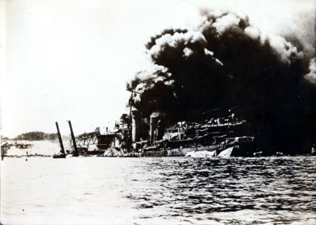 USS Shaw, attack on Pearl Harbor, December 7th, 1941. Artist: Unknown