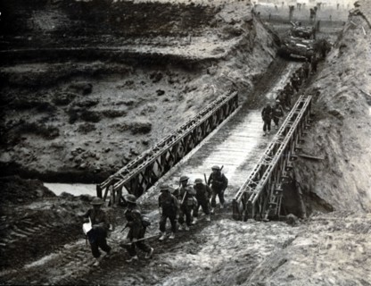 British troops crossing the Santerno River, Italy, 1945. Artist: Unknown