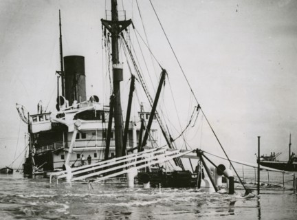 Heavy ship collision in the Elbe, 31st May 1933.  Artist: Unknown.