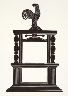 Cockerel and the Printing Press, 1926 (wood engraving).