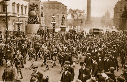 1st Battalion London Scottish marching through London on arrival from France, May 16th, 1919.