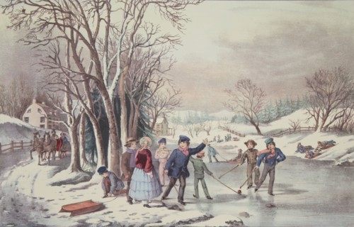 Winter Pastime, pub. 1855,  Currier & Ives (Colour Lithograph)