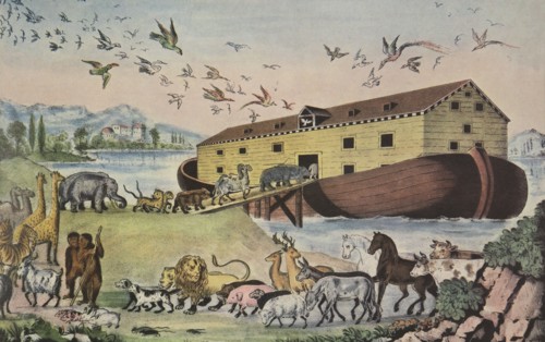 Noah's Ark, - Gen. VII 15, pub. 1865, Currier & Ives (Colour Lithograph)