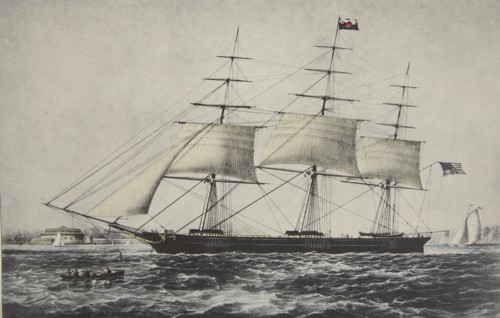 Clipper Ship  'Nightingale' , 1854, Currier & Ives (Colour Lithograph)