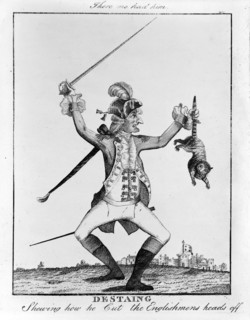 Destaing. Shewing how he Cut the Englishmens heads off, c. 1770.