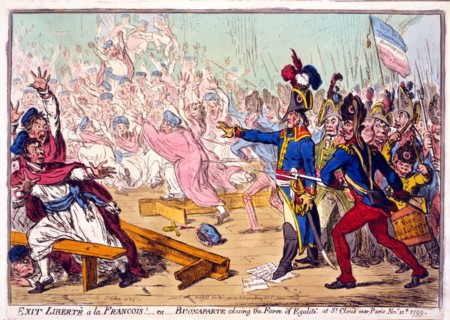 Exit Libertè a la Francois! or Buonaparte closing the Farce of Egalité, at St. Cloud near Paris Novr