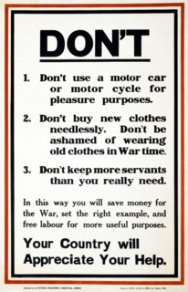 WW1 Poster appealing to the public to support the war effort by being frugal, 1917.