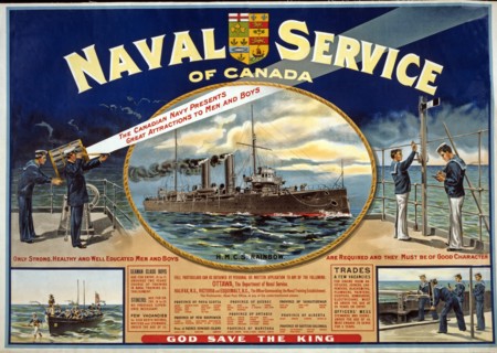 WWI Recruitment Poster for the Naval Service of Canada, 1915.
