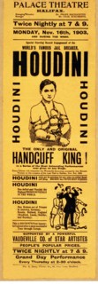 Playbill for appearance by Houdini at Palace Theatre, Halifax,pub. 1903 (lithograph)