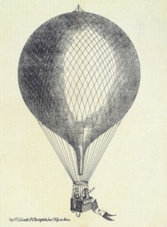 Three men in a Hot Air Balloon, 1800s.
