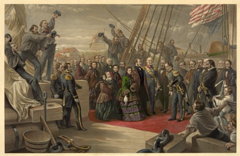 Queen Victoria visiting HMS Resolute, 16th December, 1856.