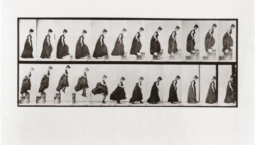 Woman climbing stairs and jumping down, Plate 173 from Animal Locomotion, 1887 (photograph)