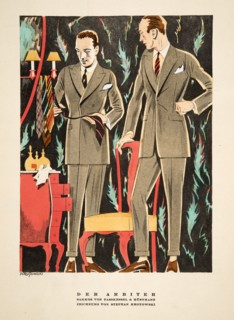 Der Arbiter, outfits by Fasskessel & Muntmann,  from Styl, pub. 1922 (pochoir Print)