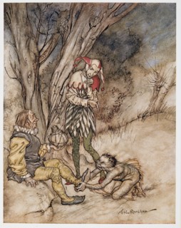 I'll kiss they foot:  I'll swear myself thy subject, illustration from 'The Tempest', 1926.
