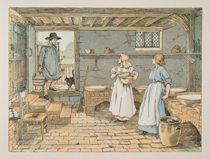 The Dairyman, from Four and Twenty Toilers, pub. 1900 (colour lithograph)