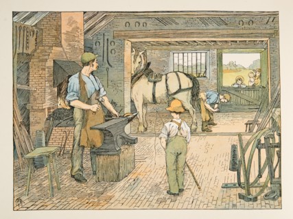 The Blacksmith,  from Four and Twenty Toilers, pub. 1900 (colour lithograph)