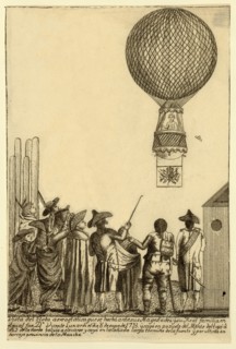 Vista del globo aereostatico que se hechò ante sus magesta des y su real familia en el qual fue Dn.