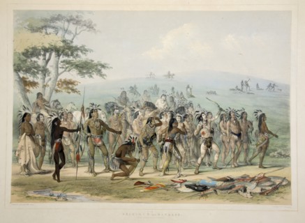 Archery of the Mandans , pub. 1845 (colour lithograph). Creator: George Catlin (1796 - 1872).