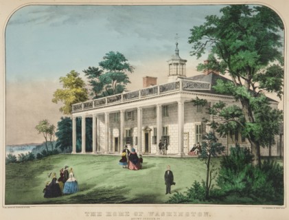 The Home of Washington, Mount Vernon, Va., pub. c1857 (colour lithograph). Creator: American School (19th Century).