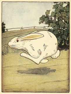 Peter never stopped running, from The Tale of Peter Rabbit, pub. 1916 (colour lithograph), 1916. Creator: American School (20th Century).