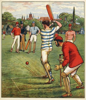 Cricket, from British Sports and Games, pub. C. 1880. Creator: English School (19th Century).