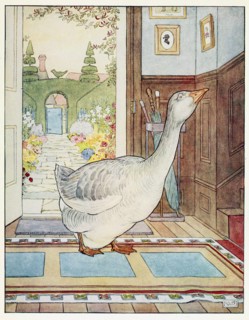 Goosey, Goosey Gander, Where Shall I Wander?, from A Nursery Rhyme Picture Book, pub. 1914. Creator: Leonard Leslie Brooke (1862 - 1940).