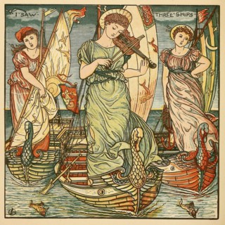 I Saw Three Ships, from Walter Crane's Painting Book, pub.  1889 (colour lithograph), 1889. Creator: Walter Crane (1845 - 1915).
