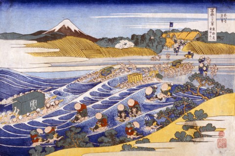 Fuji from the Ford at Kanaya, c1833. Creator: Katsushika Hokusai (1760-1849).