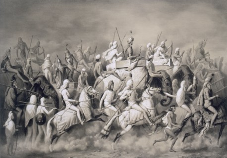 Chir Singh, Maharajah of the Sikhs and King of the Punjab with his retinue hunting near Lahore, 1859 Creator: A. Soltykoff (19th century).