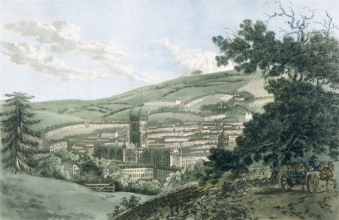 Bath, from the private road leading to Prior Park, pub. 1793. Creator: J. Hassell (1767-1825) and J.C. Ibbetson (1759-1817).