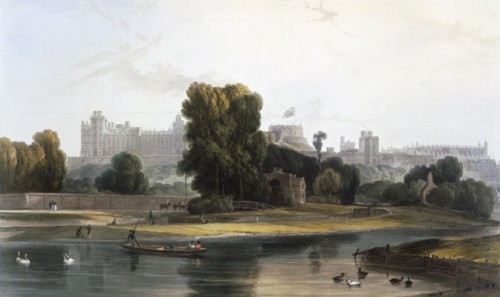 Windsor Castle from the River Thames at Eton, c1827-30. Creator: William Daniell (1769-1837).