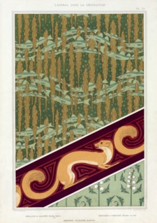 Designs for wallpaper,  border and silk fabric, pub. 1897. Creator: Maurice Pillard Verneuil (1869?1942).
