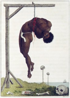 A Negro hung alive by the Ribs to a Gallows, pub. 1796. Creator: John Gabriel Stedman (1744-97).