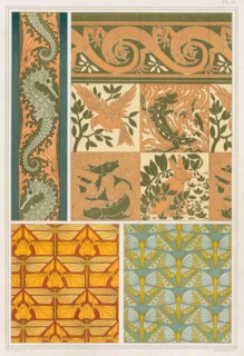 Designs for wallpaper borders and Cermaic Tiles,  pub. 1897. Creator: Maurice Pillard Verneuil (1869?1942).