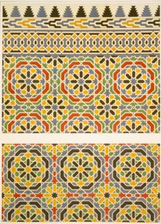 Geometric ceramic (Faience) decoration from the Mosque of Cheykhoun, pub. 1877. Creator: Emile Prisse d'Avennes (1807-79).