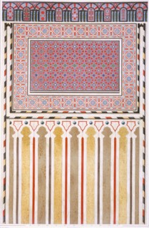 Cairo: Decoration of the El Bordeyny Mosque: geometric patterns of the mosaic of the Mihrab, pub. 18 Creator: Emile Prisse d'Avennes (1807-79).