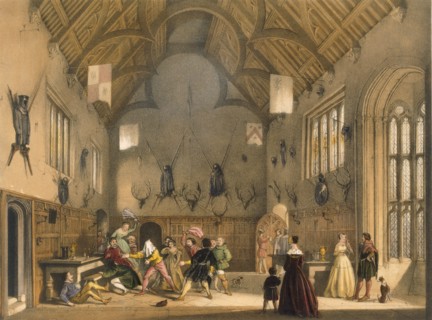 Blind Man's Buff, played in Athelhampton Hall, c1600s. Creator: Joseph Nash (1809-78).