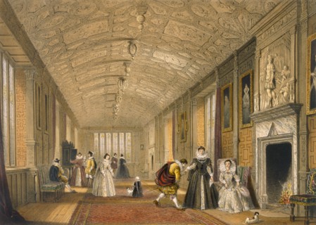 The Long Gallery at Lanhydrock, Cornwall, 1600. Creator: Joseph Nash (1809-78).
