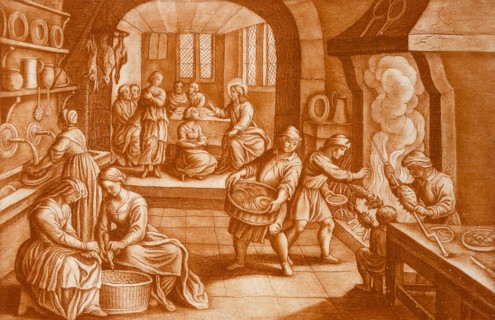 The Story of Mary and Martha, illustration from the Bible. Creator: Mattaus II Merian (1621-87).